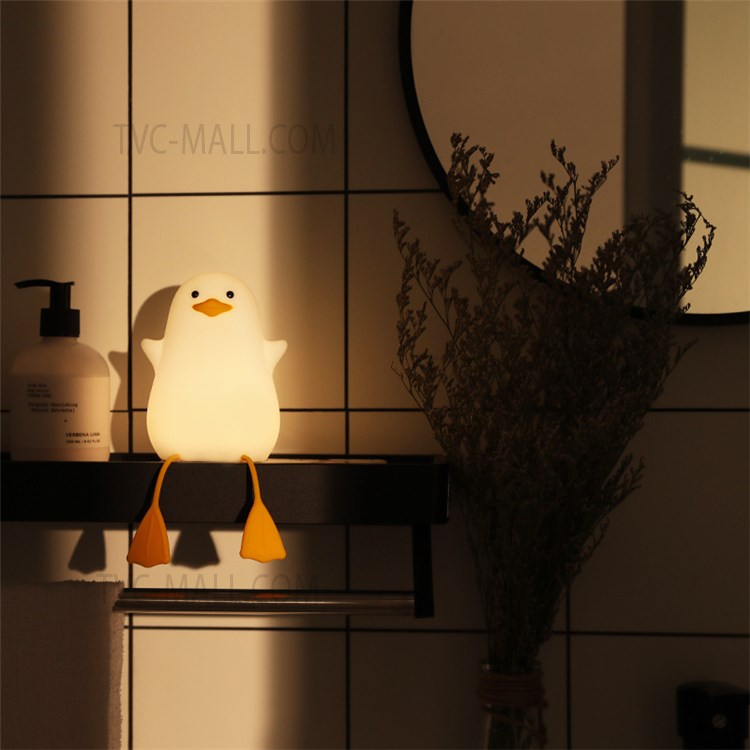 DASHING Cute Cartoon Duck Silicone Pat Light Home USB Rechargeable Baby Feeding Lamp Bedside Night Light with Phone Holder Function-5