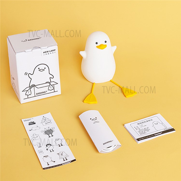 DASHING Cute Cartoon Duck Silicone Pat Light Home USB Rechargeable Baby Feeding Lamp Bedside Night Light with Phone Holder Function-6