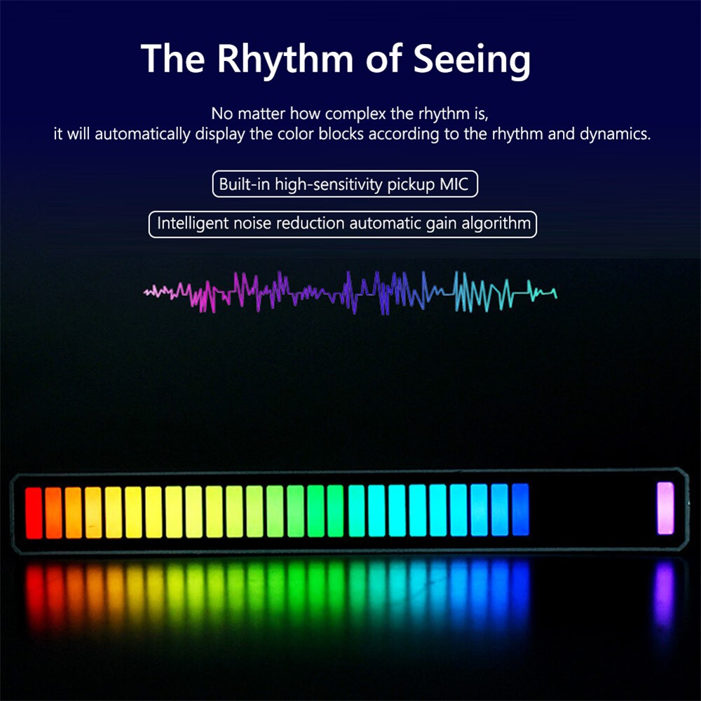D10-RGB RGB Sound Control Rhythm Pickup Light Car Music Lamp Audio Spectrum Analyzer Voice Activated Atmosphere Light with APP Control for Room Decoration (3D Version)-7