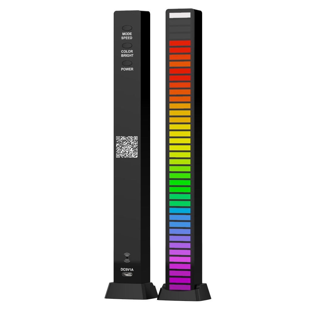 D09-RGB RGB Voice Activated Pickup Rhythm Light Sound Control Audio Atmosphere Light with APP 40 Lamp Beads for Car Home Decor - Black-1