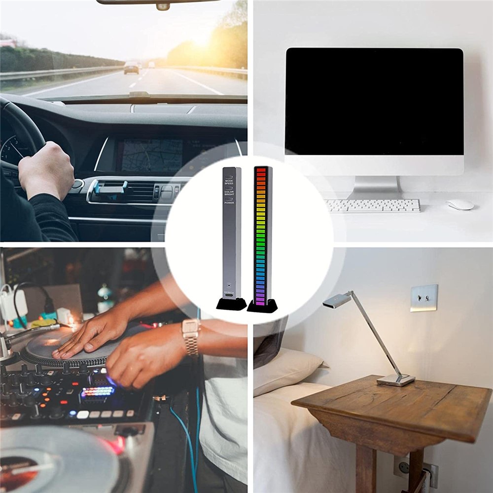 D09-RGB RGB Voice Activated Pickup Rhythm Light Sound Control Audio Atmosphere Light with APP 40 Lamp Beads for Car Home Decor - Black-10