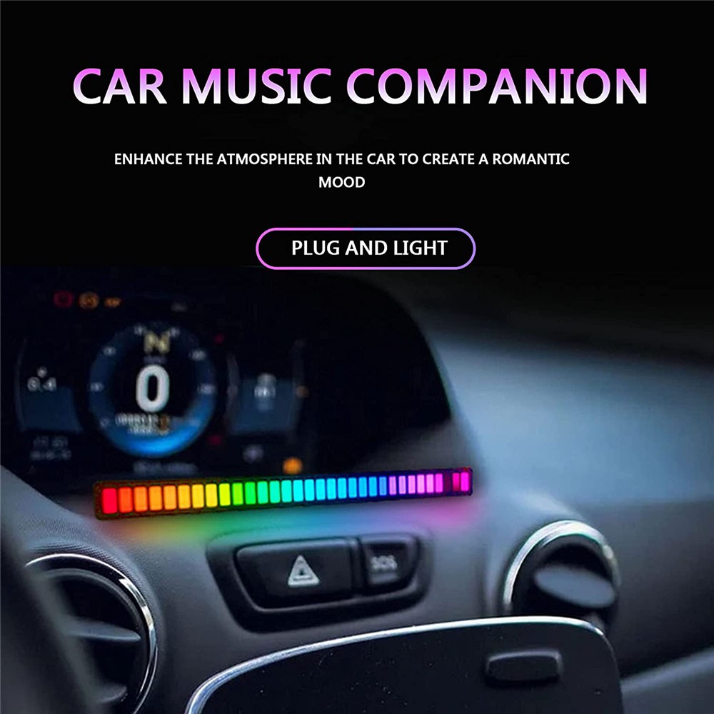 D09-RGB RGB Voice Activated Pickup Rhythm Light Sound Control Audio Atmosphere Light with APP 40 Lamp Beads for Car Home Decor - Black-5
