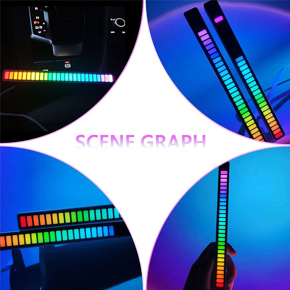 D09-RGB RGB Voice Activated Pickup Rhythm Light Sound Control Audio Atmosphere Light with APP 40 Lamp Beads for Car Home Decor - Black-8