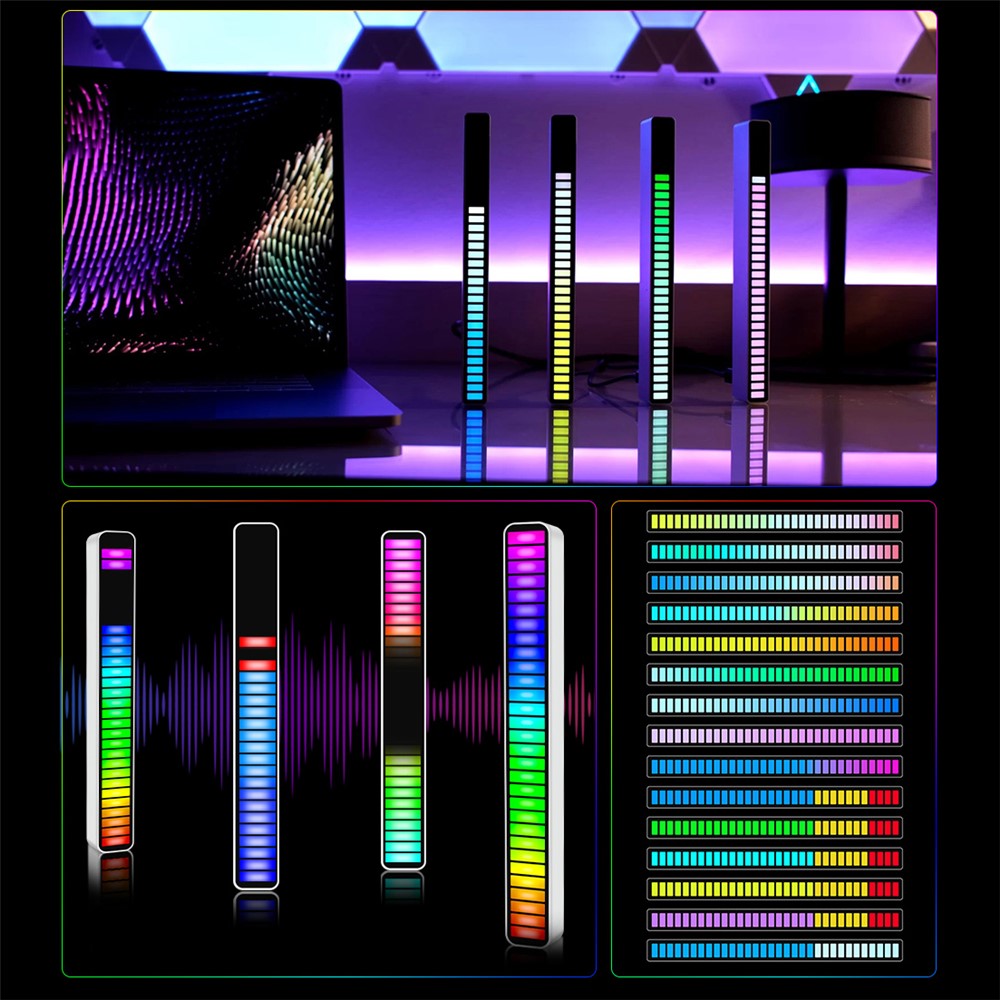D09-RGB RGB Voice Activated Pickup Rhythm Light Sound Control Audio Atmosphere Light with APP 40 Lamp Beads for Car Home Decor - Black-9
