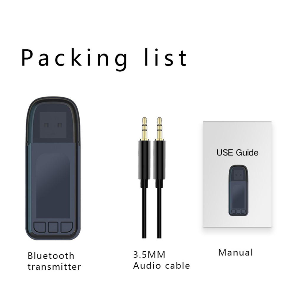 T4 5.0 USB/AUX Dual-Output Bluetooth Transmitter Plug and Play Speaker Wireless Audio Adapter Support Connecting Two Pairs Headset-11