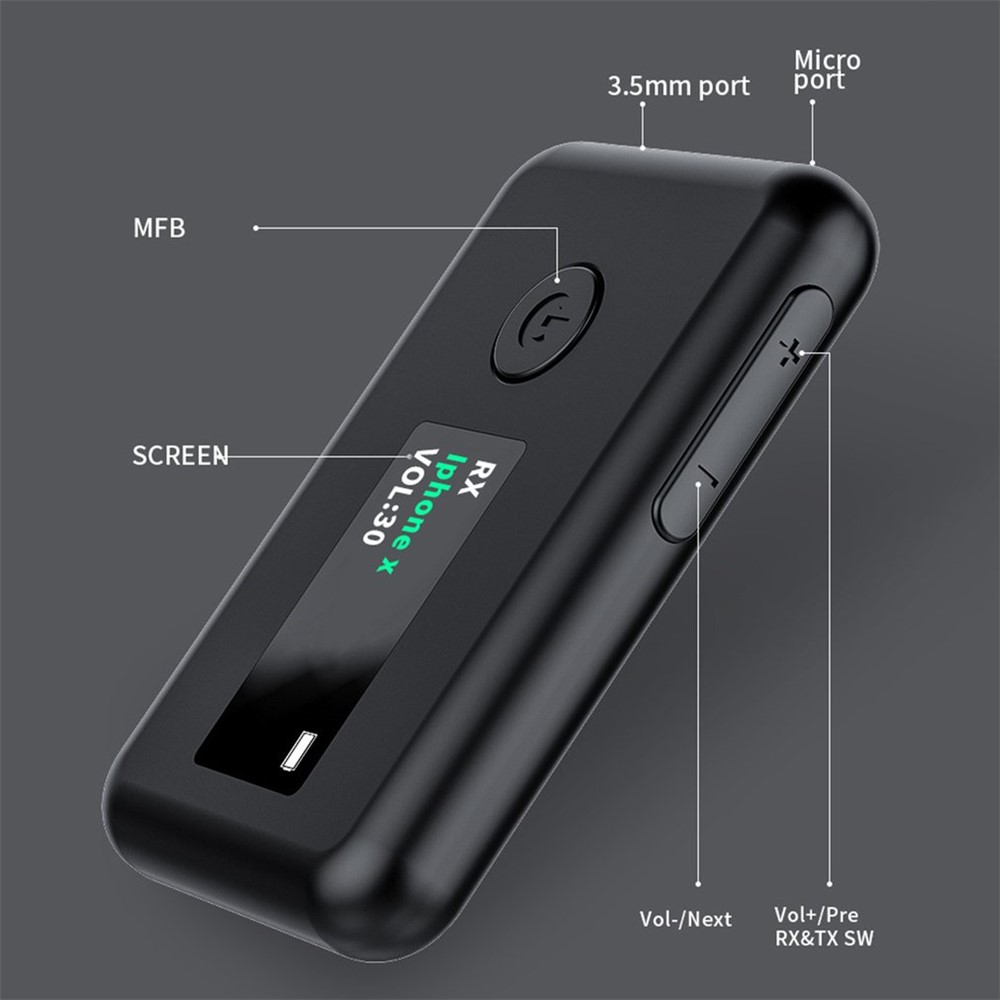 YET-T2 Bluetooth 5.0 Audio Transmitter Receiver USB Charging 3.5mm Aux Wireless Adapter for PC TV Headphone Car-2