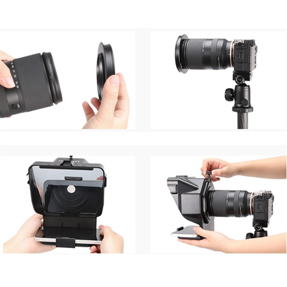 Portable Wide Screen Camera Teleprompter for Video Recording Interview Live Streaming-11