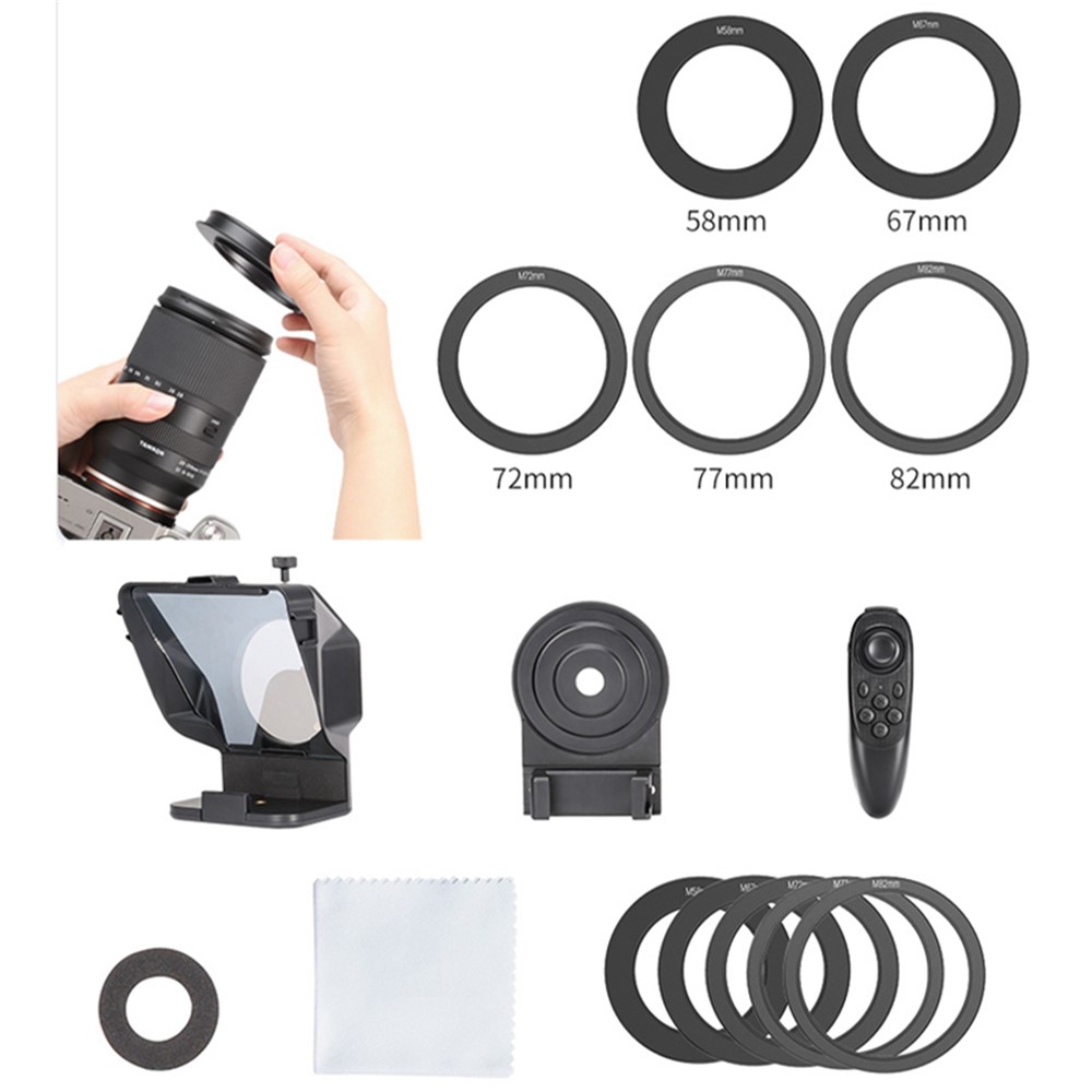 Portable Wide Screen Camera Teleprompter for Video Recording Interview Live Streaming-12