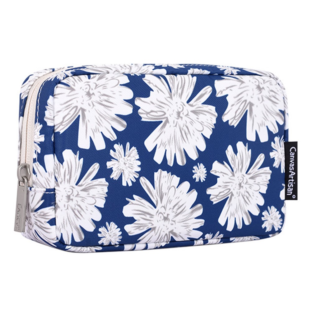 CANVASARTISAN H34-S11 Chrysanthemum Pattern Polyester Zipper Earphone Charger Mouse Case Digital Accessories Storage Bag-1