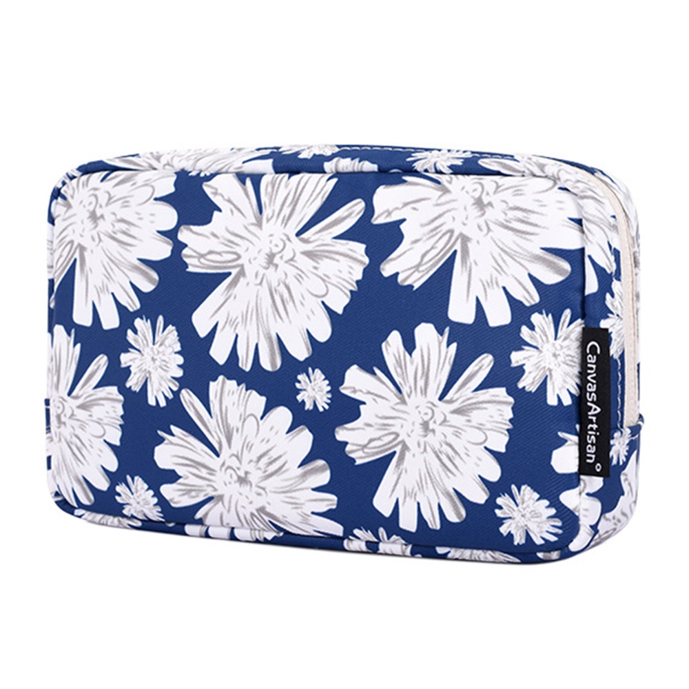 CANVASARTISAN H34-S11 Chrysanthemum Pattern Polyester Zipper Earphone Charger Mouse Case Digital Accessories Storage Bag-3