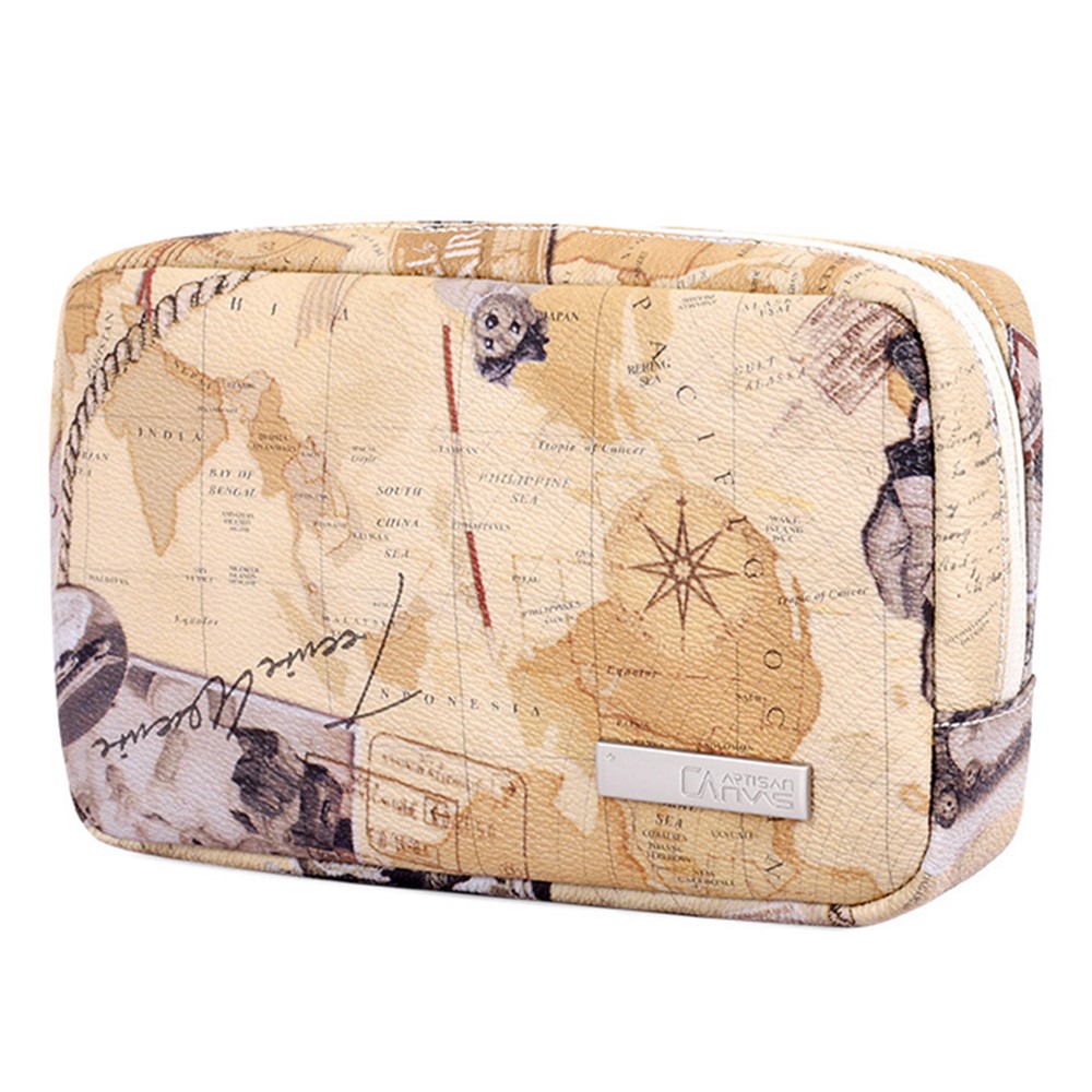 CANVASARTISAN G3-S11 Nautical Chart Map Pattern PU Leather Digital Accessories Storage Bag Case for Charger Mouse Cable-2