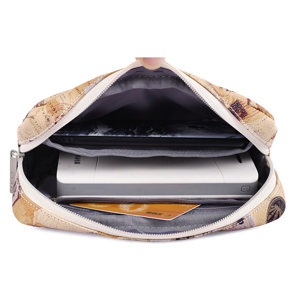 CANVASARTISAN G3-S11 Nautical Chart Map Pattern PU Leather Digital Accessories Storage Bag Case for Charger Mouse Cable-3