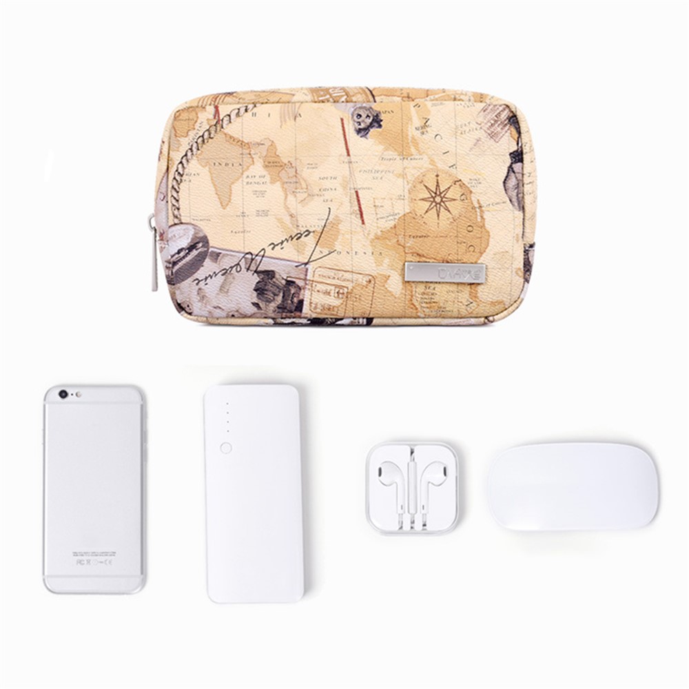 CANVASARTISAN G3-S11 Nautical Chart Map Pattern PU Leather Digital Accessories Storage Bag Case for Charger Mouse Cable-4