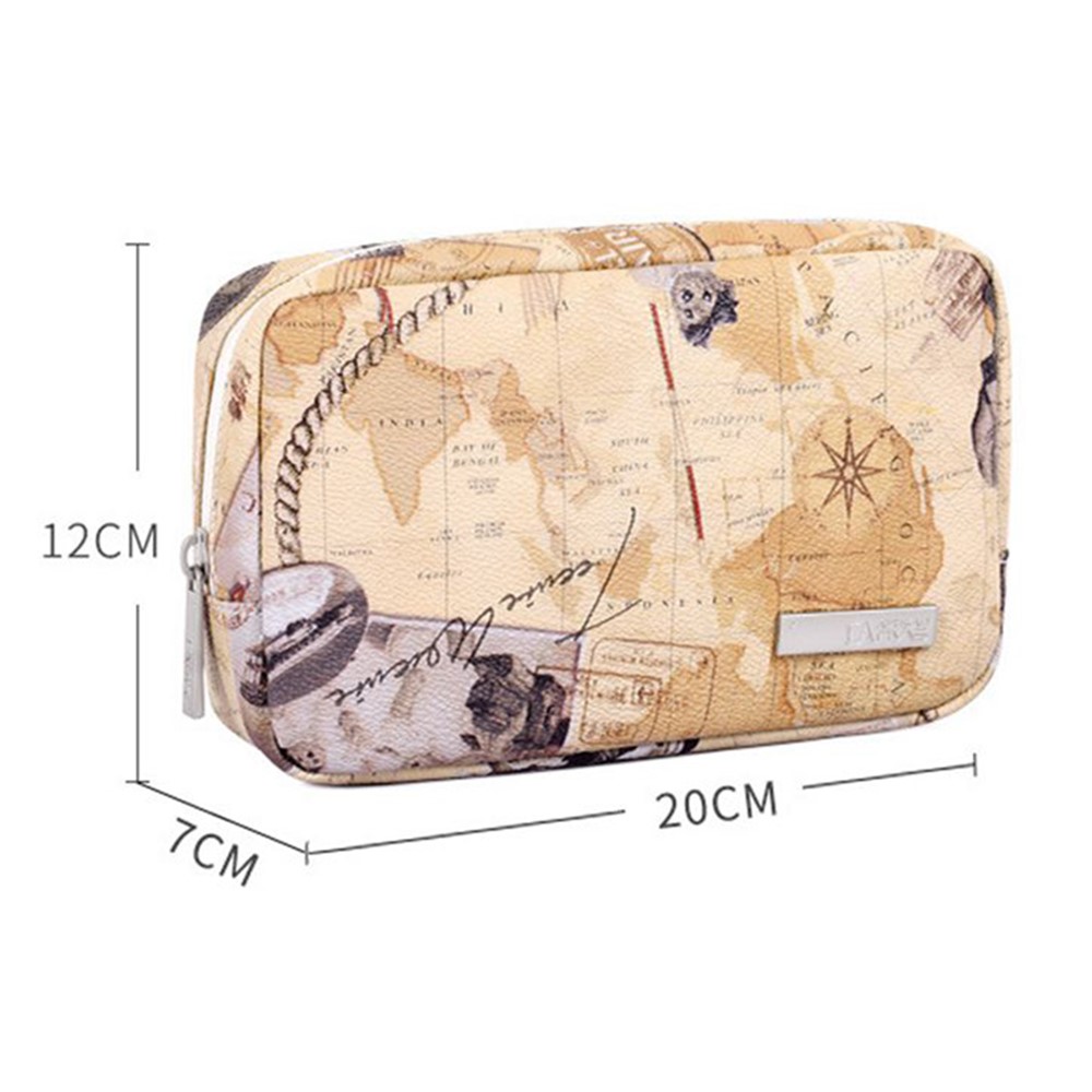 CANVASARTISAN G3-S11 Nautical Chart Map Pattern PU Leather Digital Accessories Storage Bag Case for Charger Mouse Cable-5