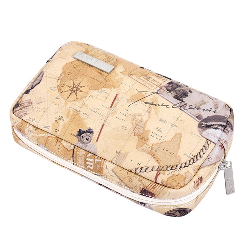 CANVASARTISAN G3-S11 Nautical Chart Map Pattern PU Leather Digital Accessories Storage Bag Case for Charger Mouse Cable-6