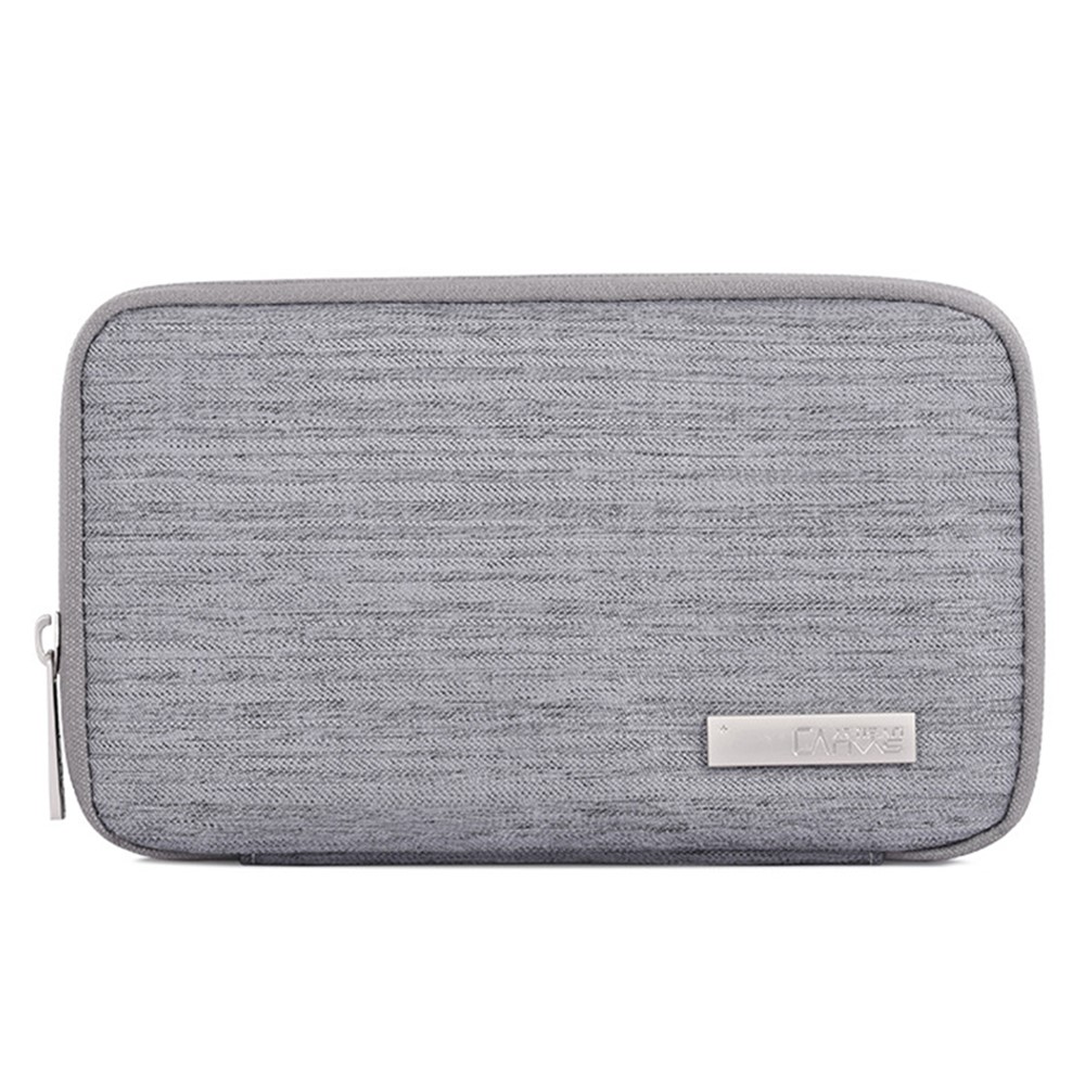 CANVASARTISAN L28-S21 Solid Color Cloth Texture Polyester Digital Accessories Organizer Storage Bag Case for Earphone Charger Mouse - Grey-2