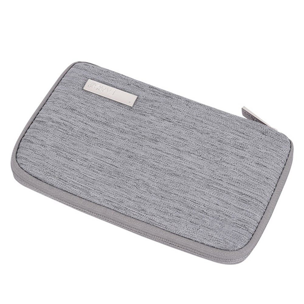 CANVASARTISAN L28-S21 Solid Color Cloth Texture Polyester Digital Accessories Organizer Storage Bag Case for Earphone Charger Mouse - Grey-6
