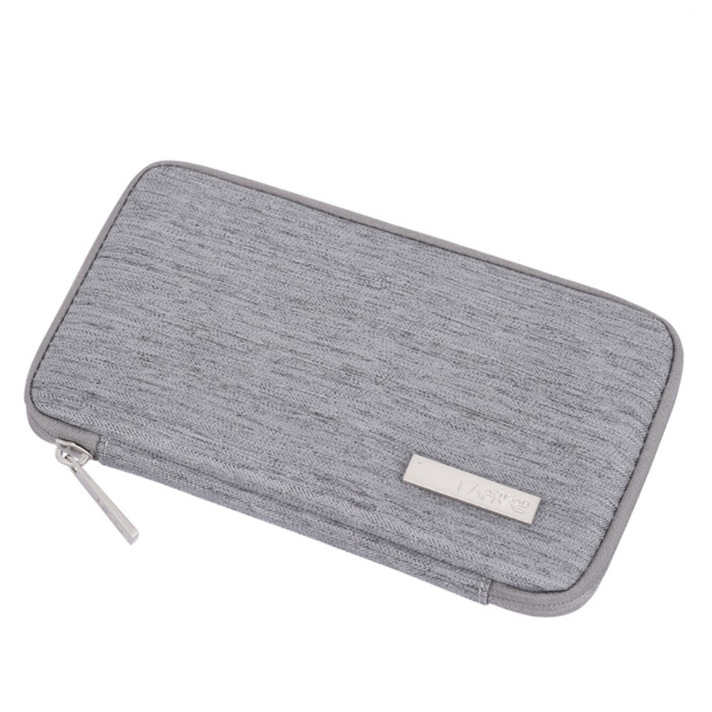 CANVASARTISAN L28-S21 Solid Color Cloth Texture Polyester Digital Accessories Organizer Storage Bag Case for Earphone Charger Mouse - Grey-7