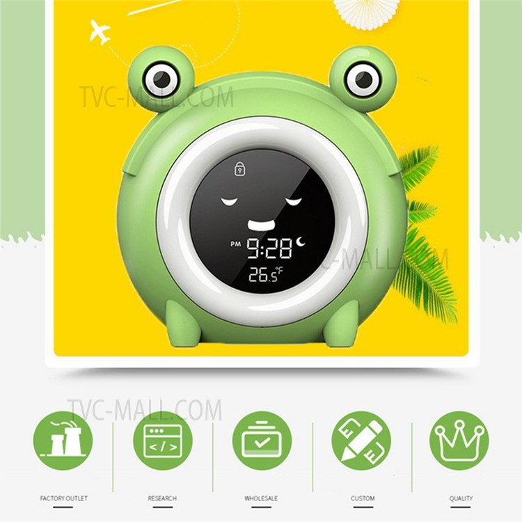 JNS JS2707 Creative Children's Sleep Trainer Cute Frog Shaped Alarm Clock Wake Up Light Night Light and Sleep Sounds Machine-2