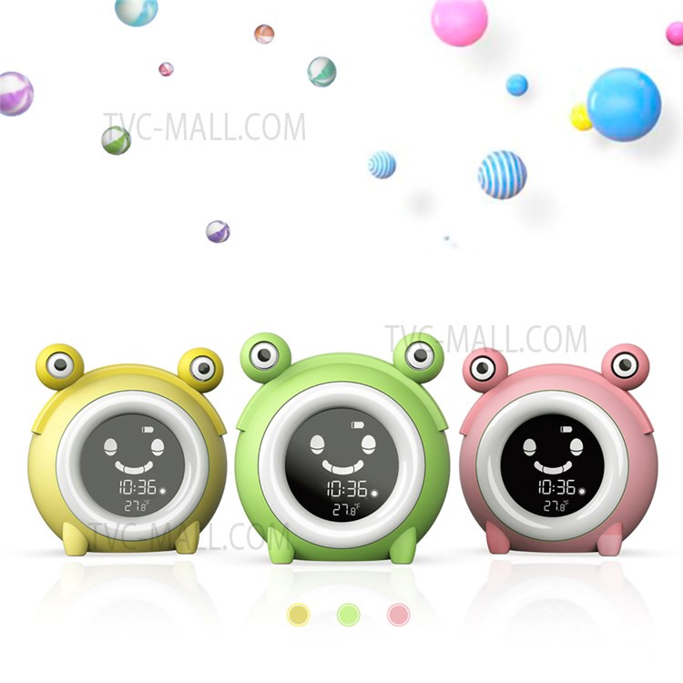 JNS JS2707 Creative Children's Sleep Trainer Cute Frog Shaped Alarm Clock Wake Up Light Night Light and Sleep Sounds Machine-4