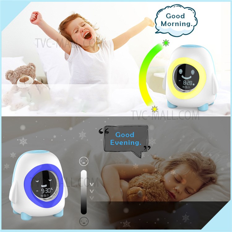 JNS JS2706A Cartoon Penguin Kids Alarm Clock Children Sleep Trainer with Night Lights Indoor Creative Wake Alarm Clock for Toddler Bedroom Decoration-6