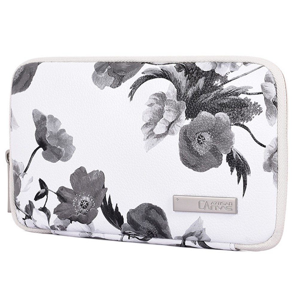 CANVASARTISAN G1-S21 Ink Wash Painting Pattern PU Leather Portable Carrying Bag Digital Accessories Zipper Storage Case Phone Pouch - White-3