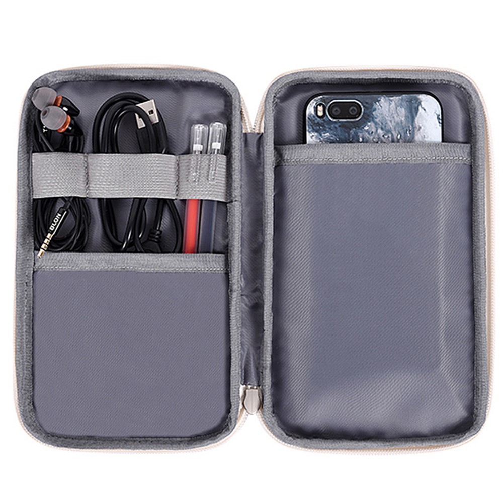CANVASARTISAN G1-S21 Ink Wash Painting Pattern PU Leather Portable Carrying Bag Digital Accessories Zipper Storage Case Phone Pouch - White-4