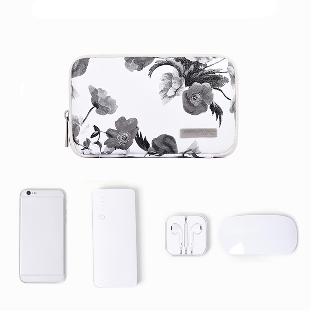 CANVASARTISAN G1-S21 Ink Wash Painting Pattern PU Leather Portable Carrying Bag Digital Accessories Zipper Storage Case Phone Pouch - White-5