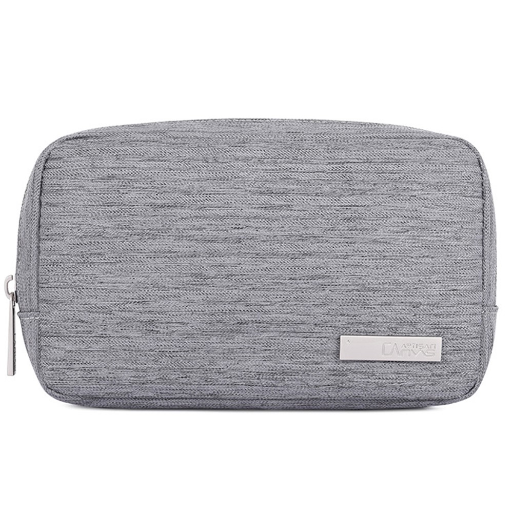 CANVASARTISAN L28-S11 Polyester Digital Accessories Zipper Storage Case Phone Mouse Carrying Bag - Light Grey-1