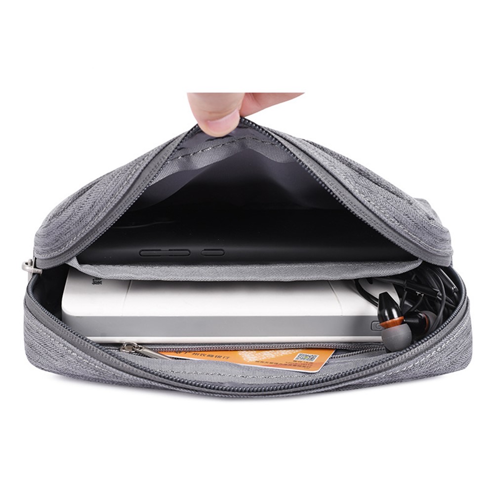 CANVASARTISAN L28-S11 Polyester Digital Accessories Zipper Storage Case Phone Mouse Carrying Bag - Light Grey-2