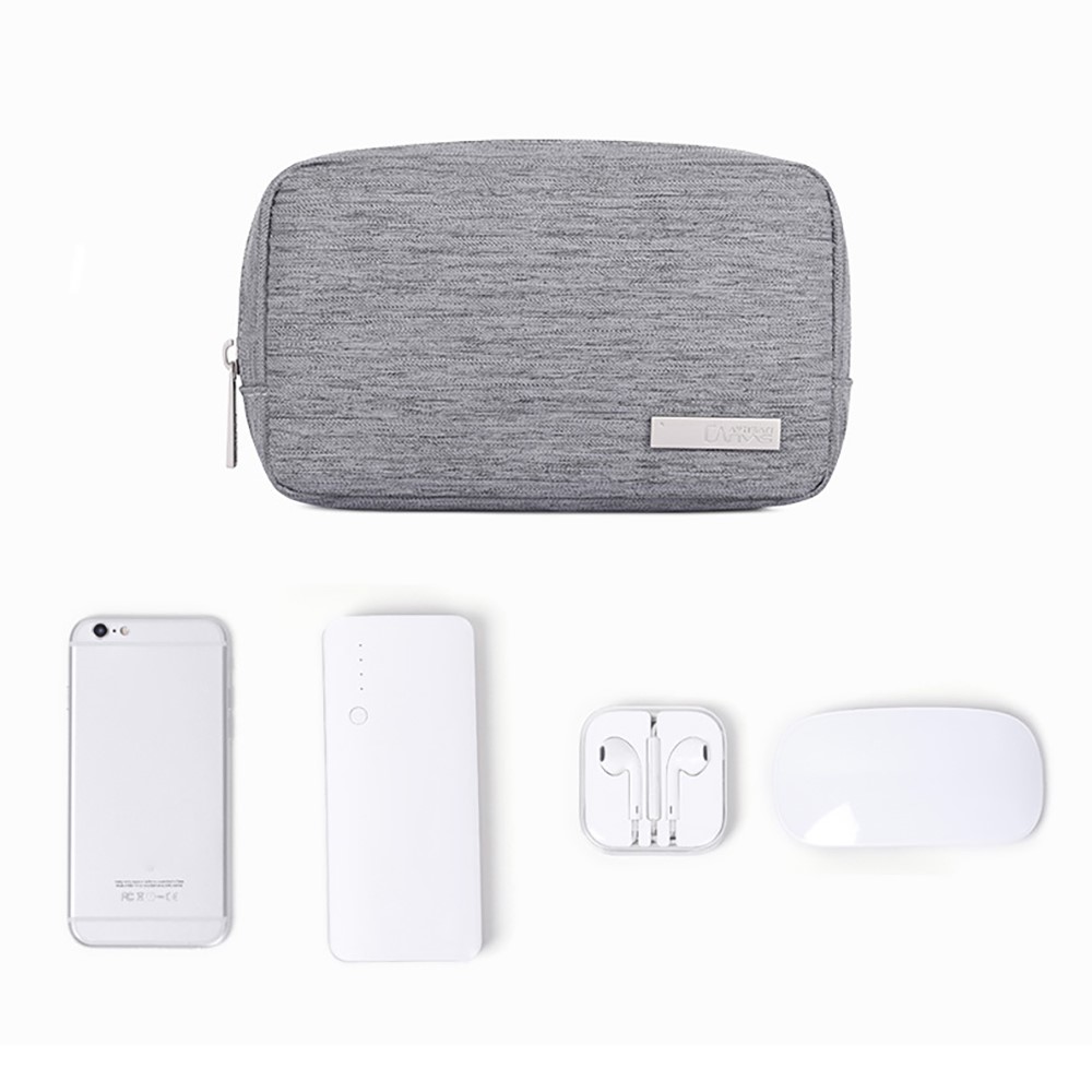 CANVASARTISAN L28-S11 Polyester Digital Accessories Zipper Storage Case Phone Mouse Carrying Bag - Light Grey-7