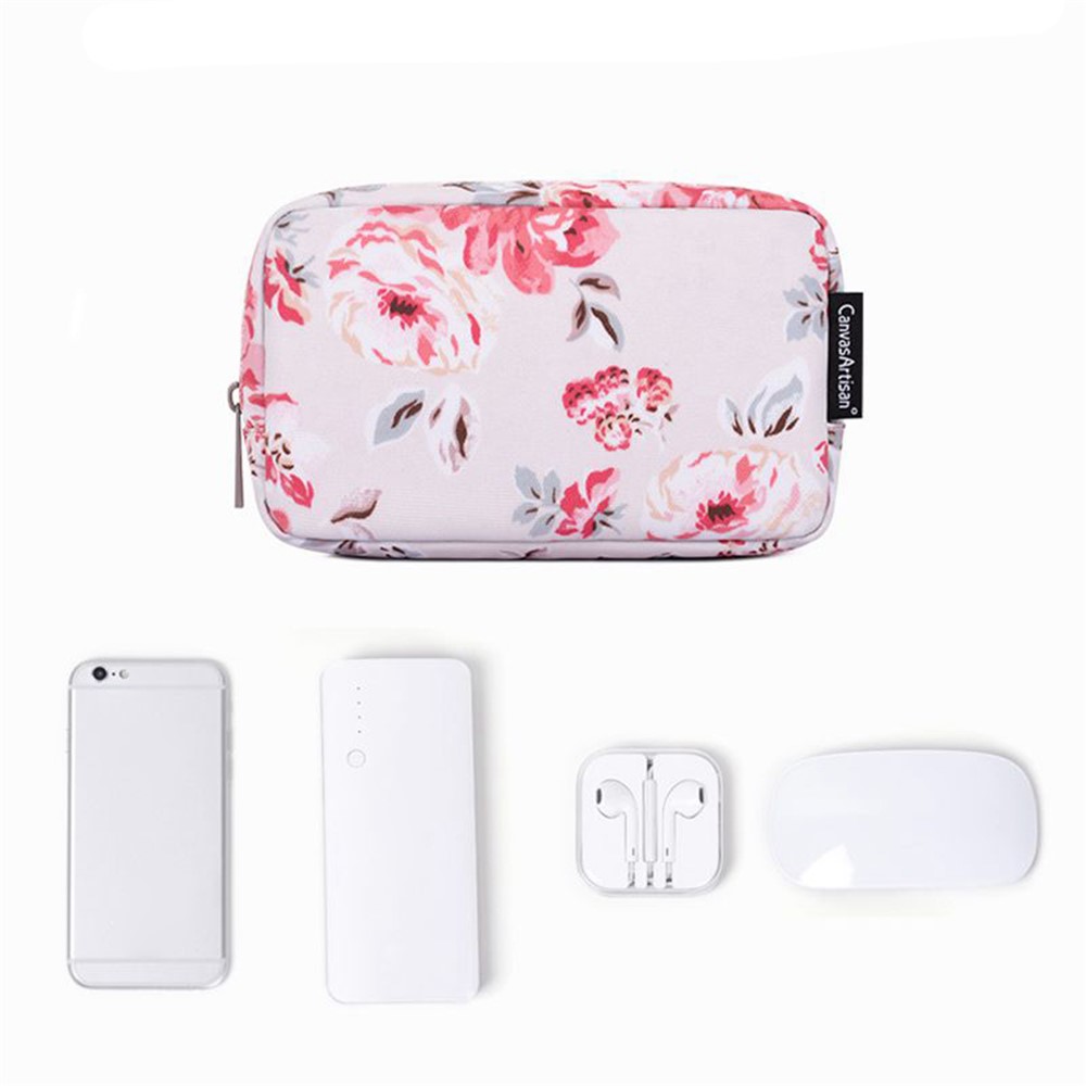 CANVASARTISAN H10-S11 Beautiful Flower Pattern Travel Cable Organizer Electronics Accessories Cases Storage Bag-6