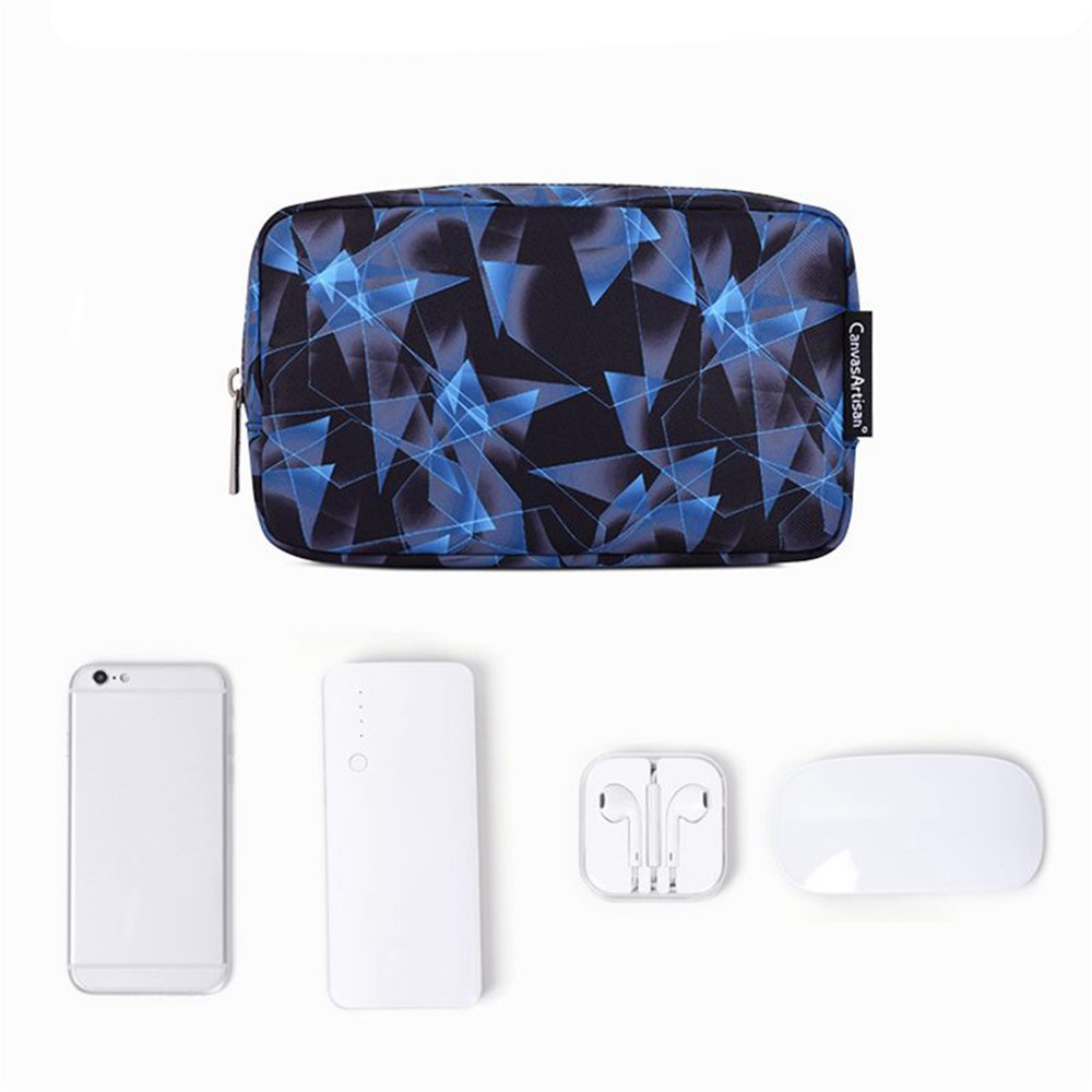 CANVASARTISAN H11-S11 Polyester Small Storage Case Diamond Textured Design Phone Mouse Carrying Bag Digital Accessories Pouch - Blue-6