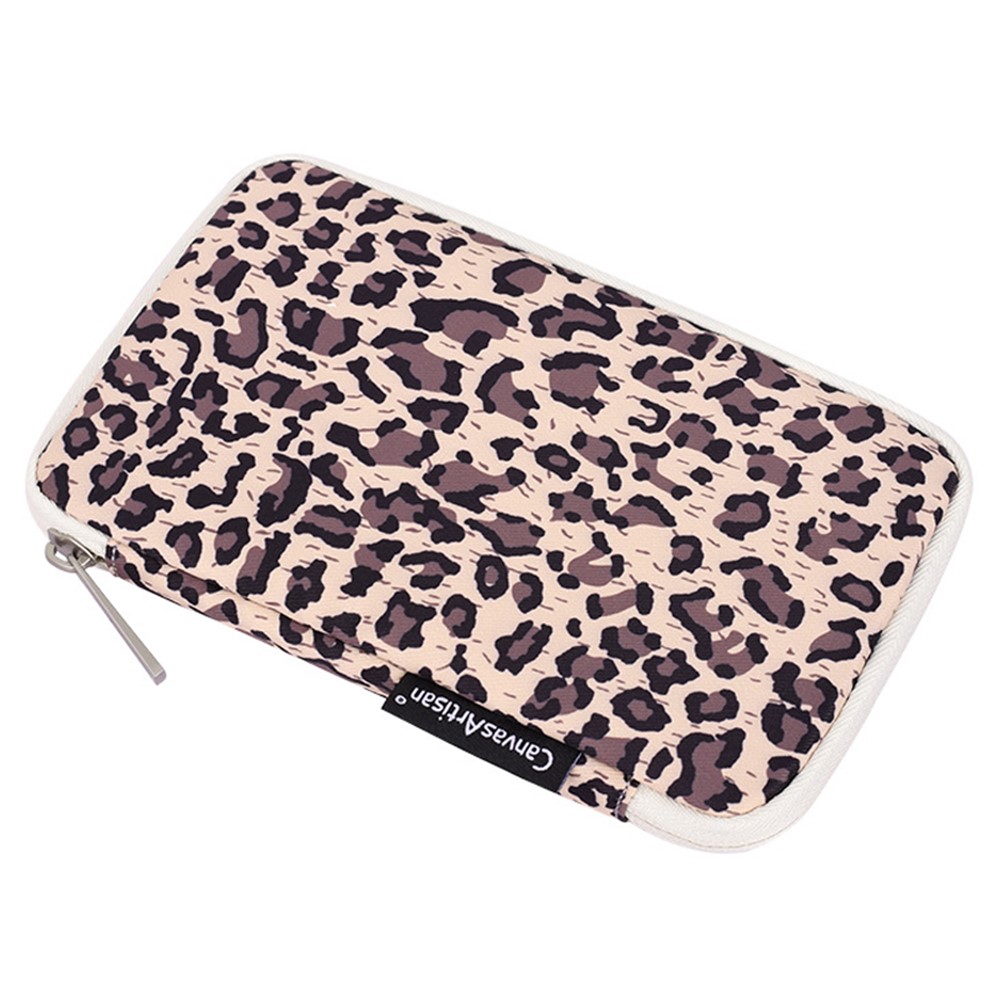 CANVASARTISAN H31-S21 Fashionable Leopard Pattern Digital Accessories Zipper Storage Case Phone Power Bank Mouse Carrying Bag - Brown-1