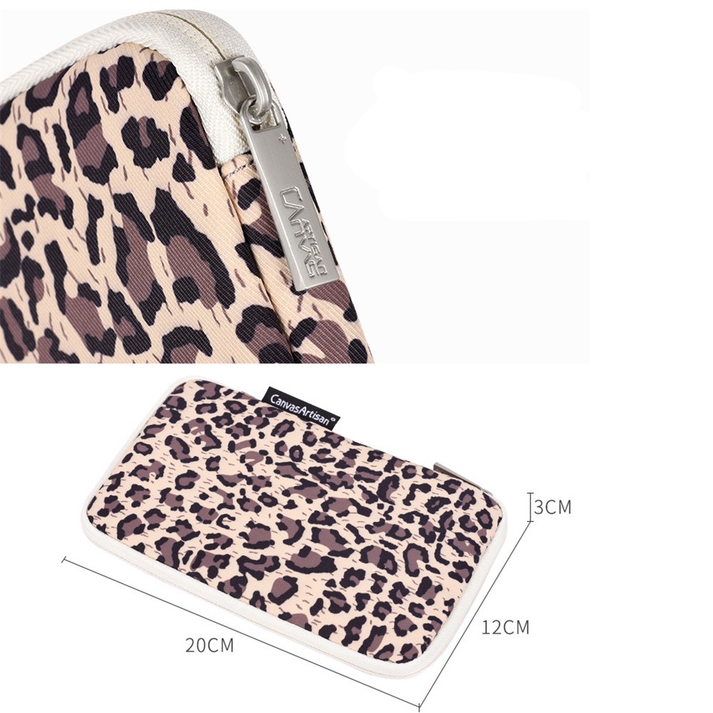 CANVASARTISAN H31-S21 Fashionable Leopard Pattern Digital Accessories Zipper Storage Case Phone Power Bank Mouse Carrying Bag - Brown-7