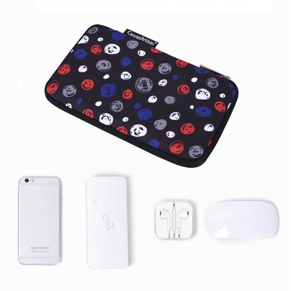 CANVASARTISAN H13-S21 Circle Printing Pattern Digital Accessories Zipper Storage Case Phone Pouch Power Bank Mouse Carrying Bag - Black-6