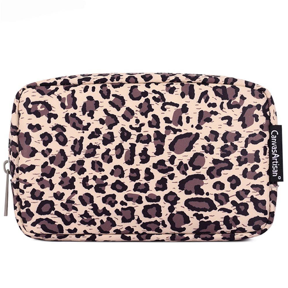 CANVASARTISAN H31-S11 Leopard Pattern Polyester Digital Accessories Zipper Storage Case Phone Mouse Carrying Bag-1