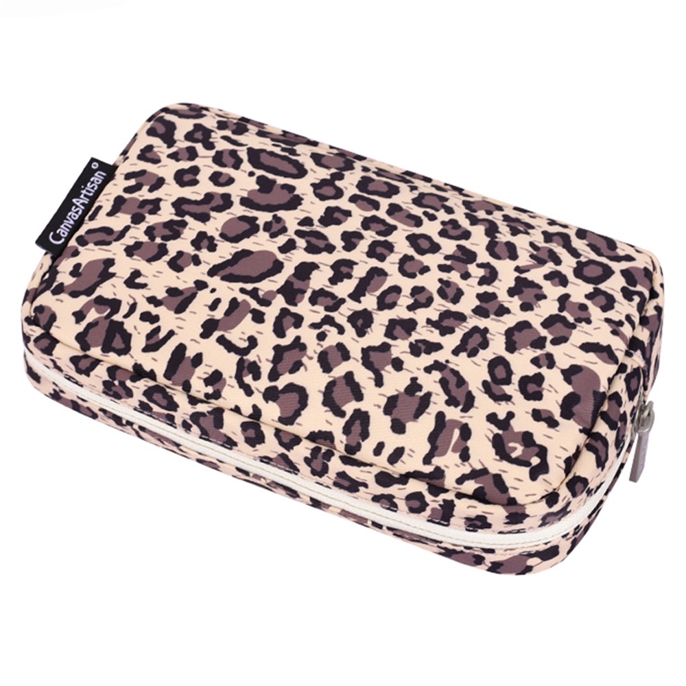CANVASARTISAN H31-S11 Leopard Pattern Polyester Digital Accessories Zipper Storage Case Phone Mouse Carrying Bag-4