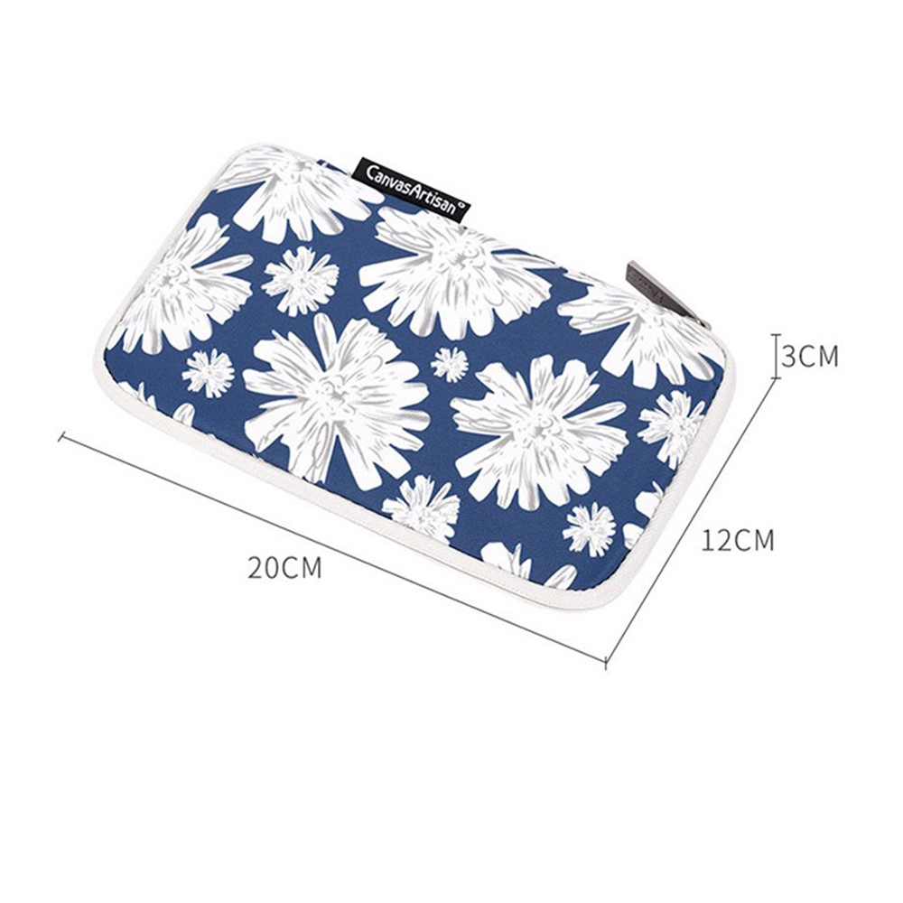 CANVASARTISAN H34-S21 Flower Pattern Mouse Charger Cable Digital Accessories Storage Bag Pouch 20x12x3cm-5