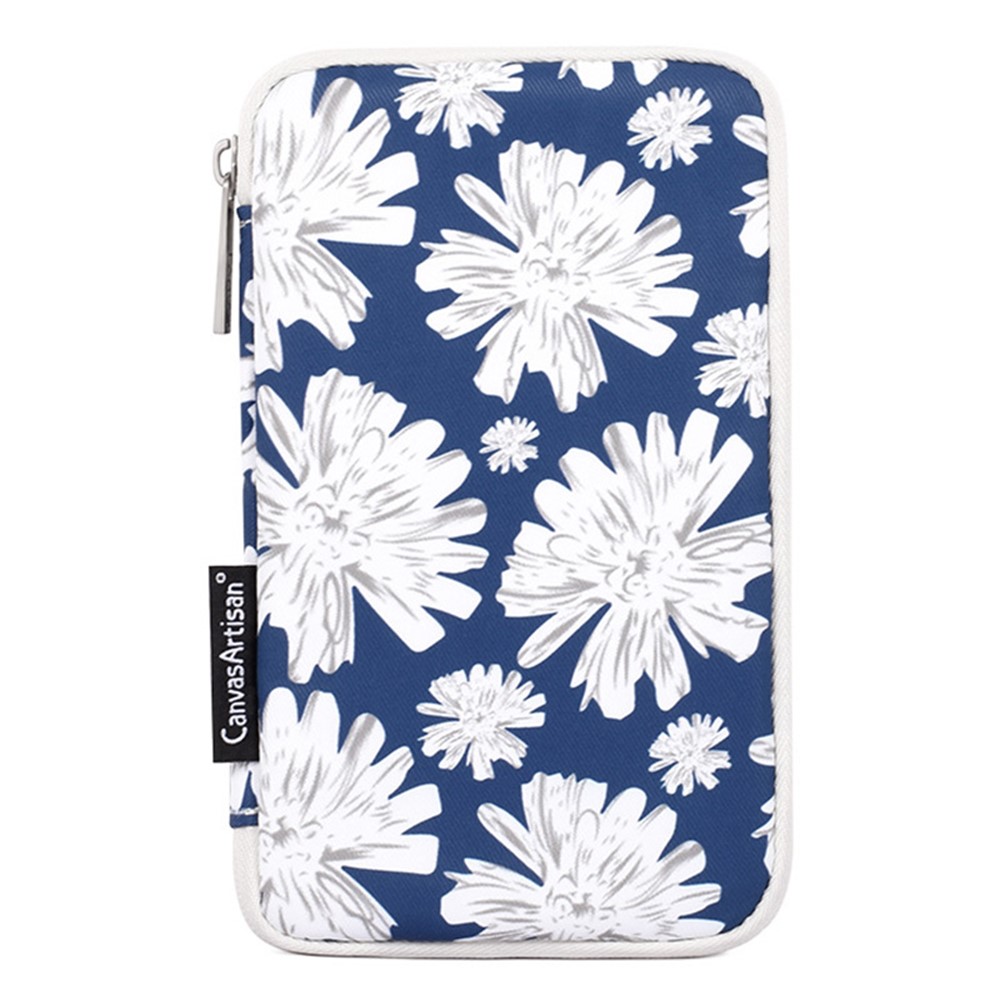 CANVASARTISAN H34-S21 Flower Pattern Mouse Charger Cable Digital Accessories Storage Bag Pouch 20x12x3cm-6