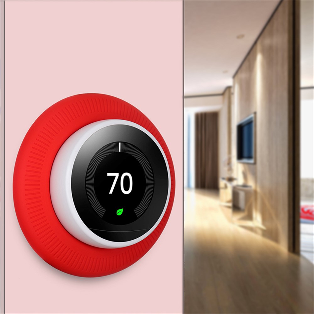 For Nest Learning Thermostat Protector Scratch-resistant Drop-resistant Silicone Case - Red-2