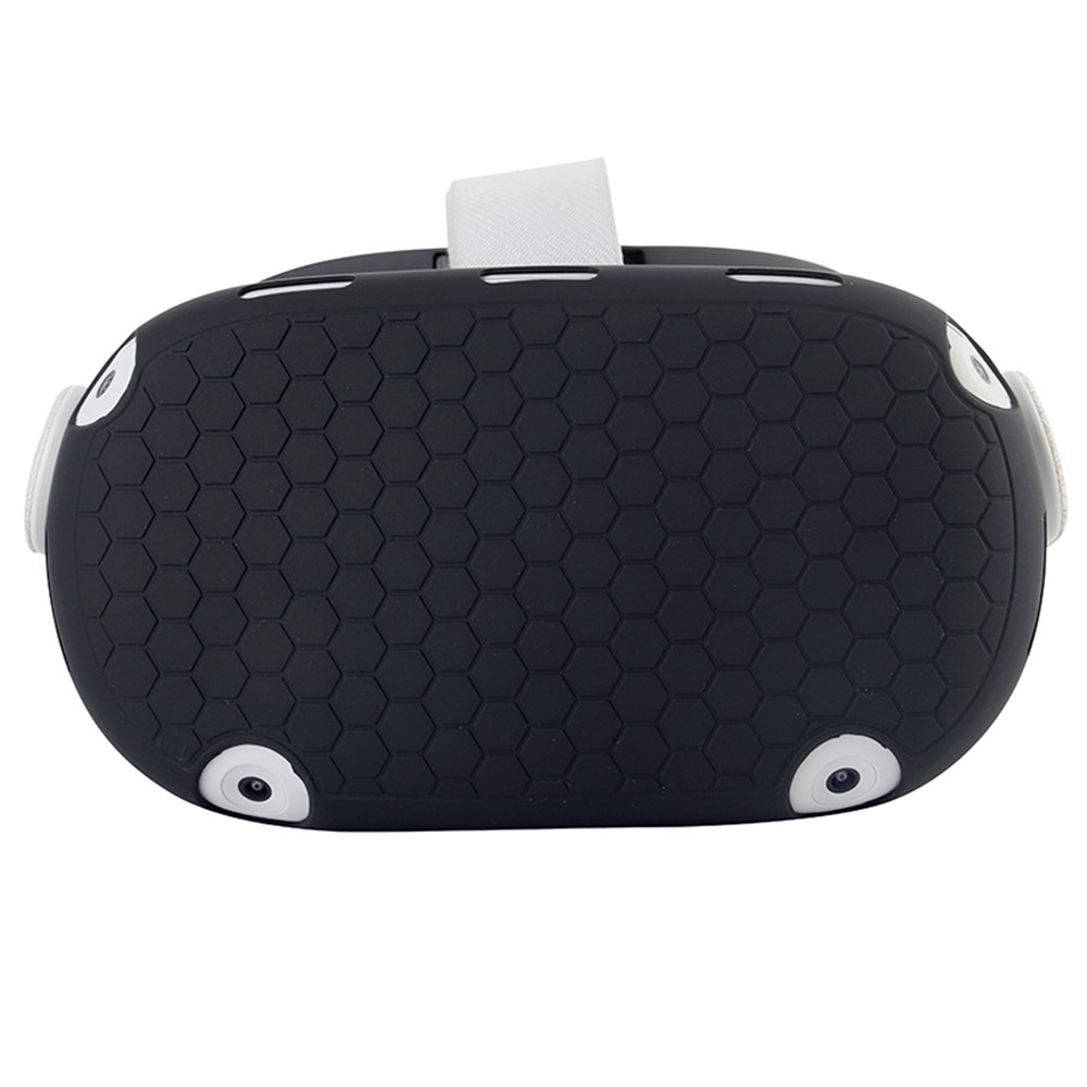 For Oculus Quest 2 VR Headset Silicone Protective Cover Skin Case with Eye Mask - Black-6