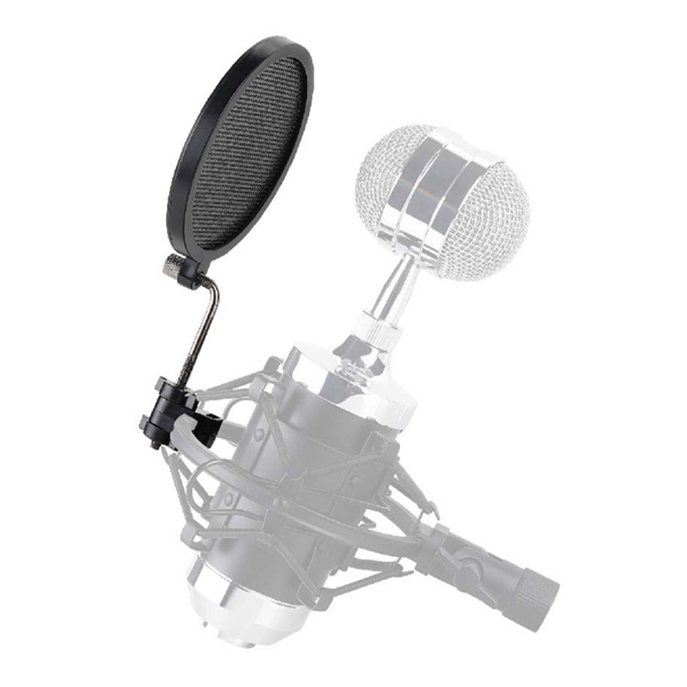 TEYUN PS-2 Professional Microphone Pop Filter Mask Shield Mic Three Layered Wind Pop Screen with 360-degree Adjustable Clip-1