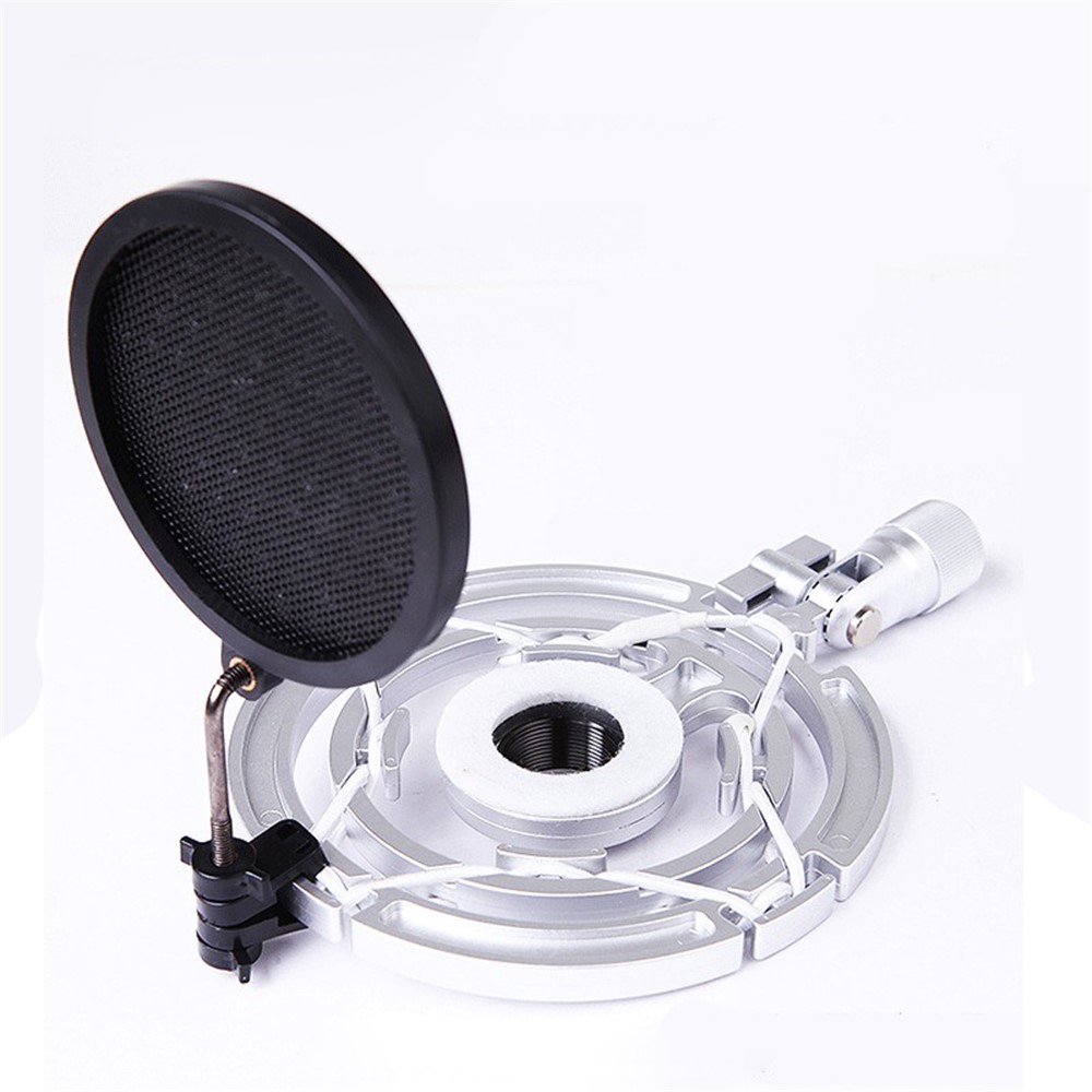 TEYUN PS-2 Professional Microphone Pop Filter Mask Shield Mic Three Layered Wind Pop Screen with 360-degree Adjustable Clip-5