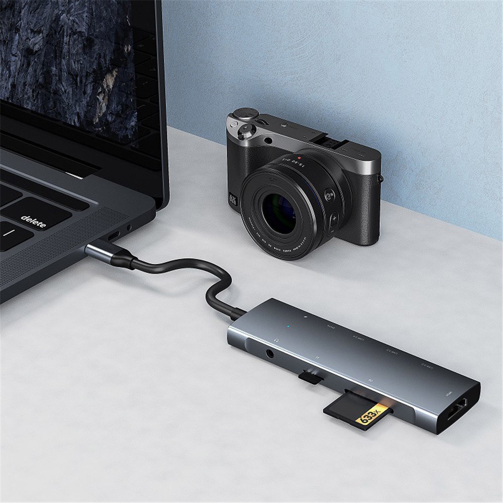 ZT-C909 9-Port USB C Hub Type C to 4K Resolution HD Video Adapter + PD + 2 x Memory Card Slots + 3.5mm Audio Port + 3 x USB 3.0 Ports + Type C Port Compatible for Laptops and Other Type C Devices-6