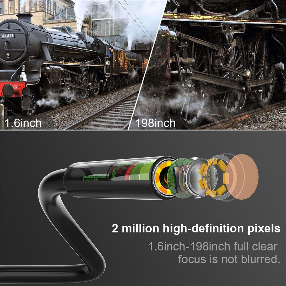 B315 2m Cable 4.3 Inch Screen Industrial Endoscope 8mm Lens 8 LEDs Waterproof Car Inspection Borescope-2