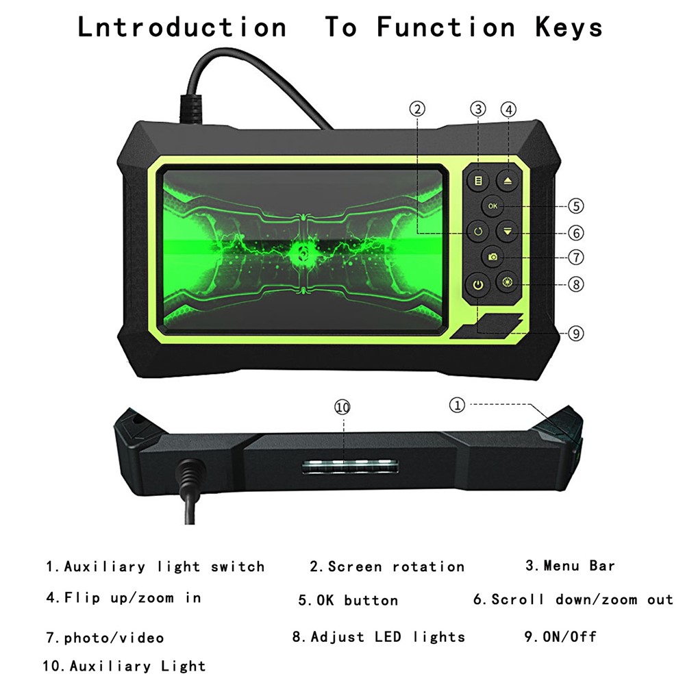 B315 2m Cable 4.3 Inch Screen Industrial Endoscope 8mm Lens 8 LEDs Waterproof Car Inspection Borescope-9