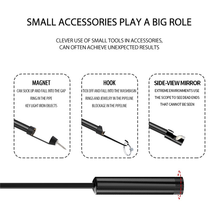 M30 10m Hard Wire 8mm Dual Lens Design Industrial Endoscope Inspection Camera 3-inch Screen 8+1 LED 1080P Waterproof Borescope-2
