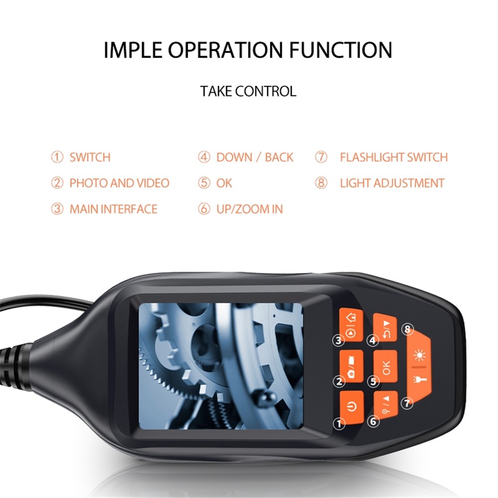M30 2m Cable Single 8mm Lens HD Borescope 3.0'' IPS Screen and 8 LED Lights Sewer Inspection Endoscope-5