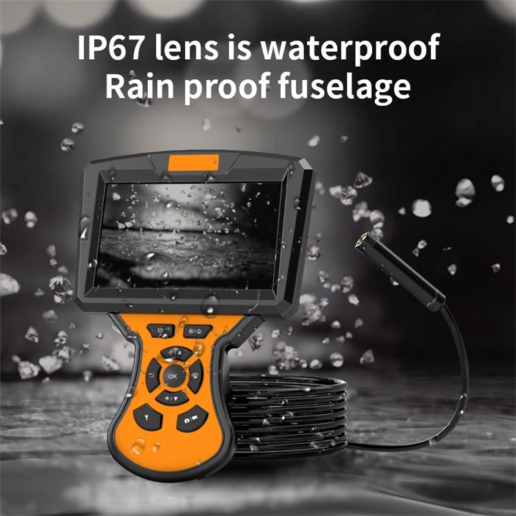 M50 2m Hard Wire 8mm Lens 5-inch Screen Hand-held Endoscope Adjustable Brightness 8-LED Waterproof Industrial Inspection Camera - Orange-9